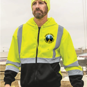 DC-JS102 Unisex Hi-Vis Full-Zip Hooded Sweatshirt - Class 3 - Image 1