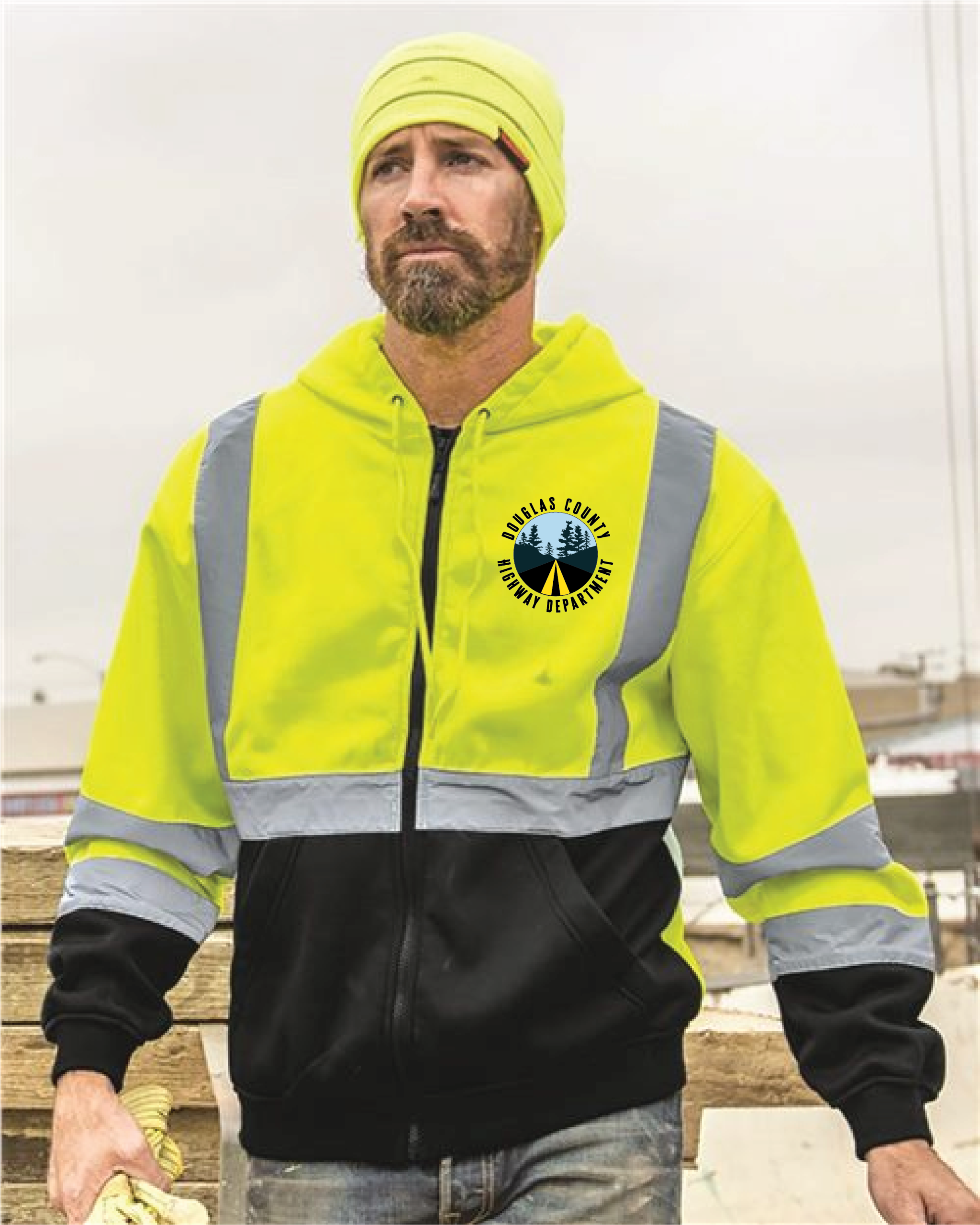 DC-JS102 Unisex Hi-Vis Full-Zip Hooded Sweatshirt - Class 3